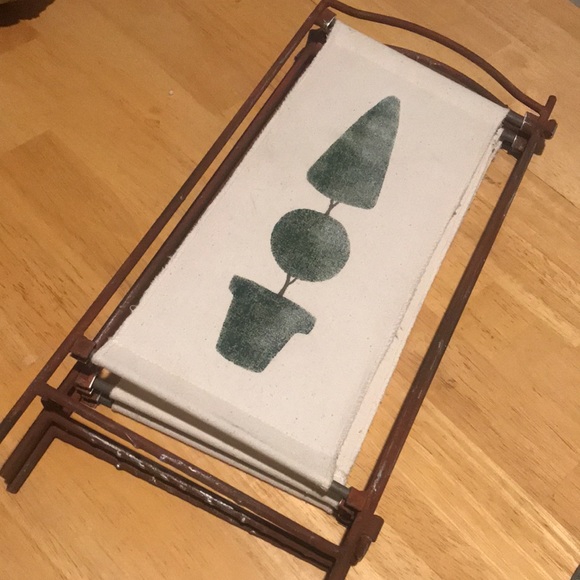 Large Vintage Desktop Divider Iron/Burlap - Picture 15 of 15